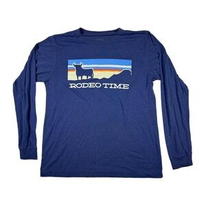 Dale Brisby Rodeo Time Sunset Long Sleeve T Shirt Mens Large Blue Western Cowboy